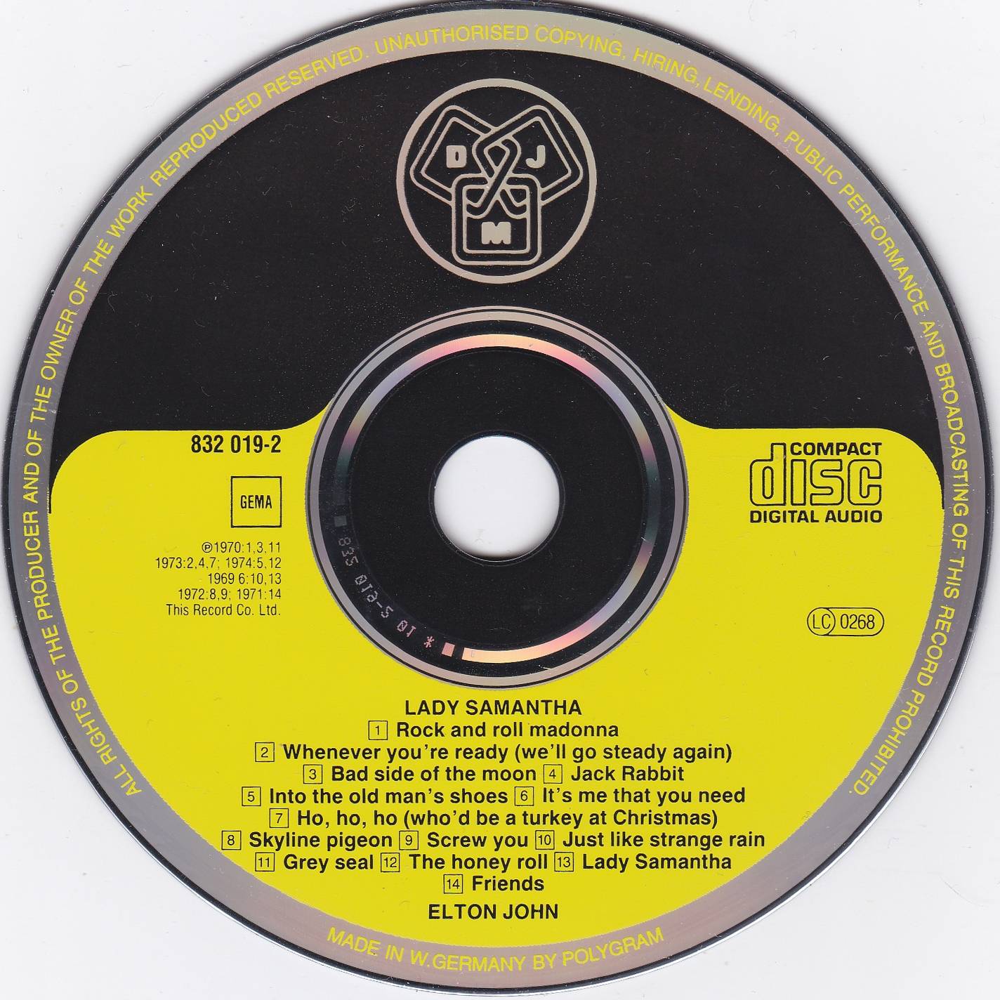 Elton John Lady Samantha : CD DE